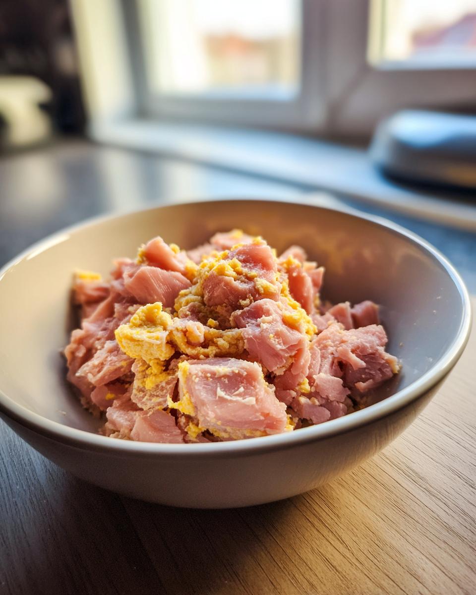Close-up of a bowl filled with a raw protein cat meal, a healthy food option.