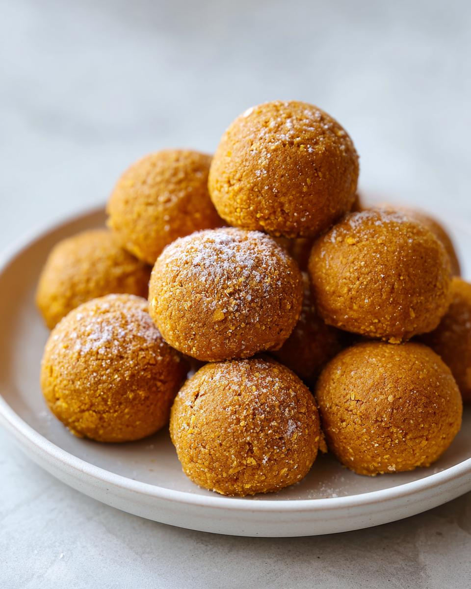 A close-up of a pile of Soft Pumpkin Cat Treats on a white plate, ready to be enjoyed.