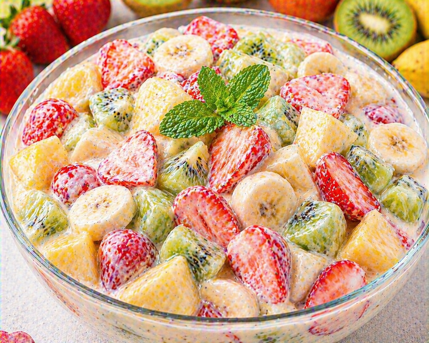 Creamy Fruit Salad with Yogurt & Fresh Fruits