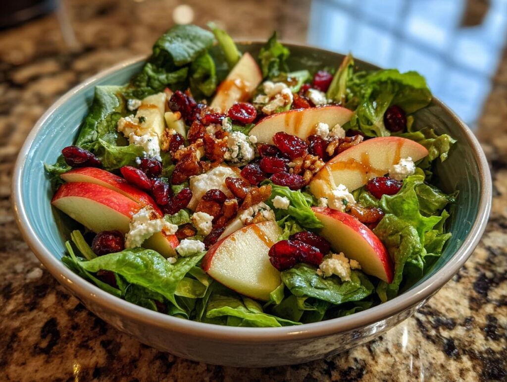 Delicious apple cranberry salad with lettuce, apples, cranberries, and cheese. Part of the 29 Epic Salad Recipes.
