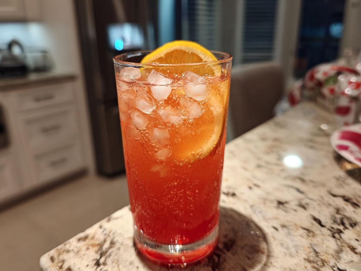 A vibrant Beach Cocktail recipe with ice and an orange slice, perfect for summer.