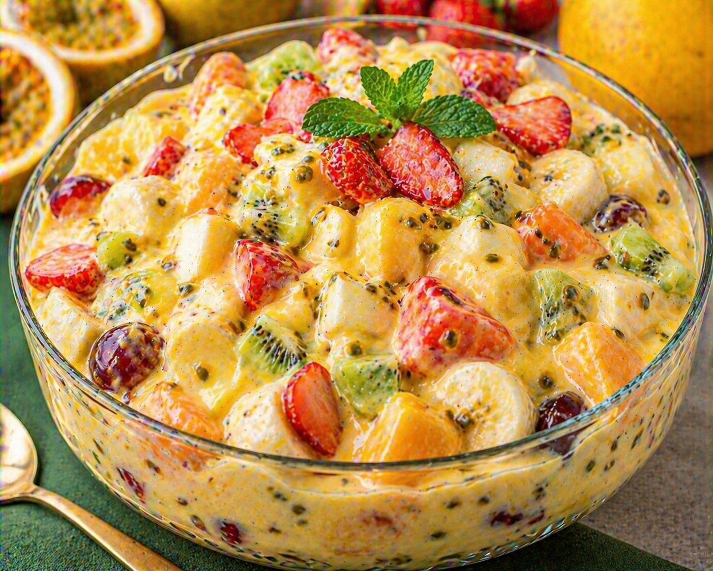 Salada de Frutas com Creme de Maracujá