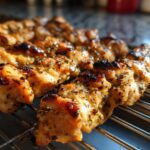 Close-up of grilled chicken skewers, perfect for Spring and Summer Recipes.