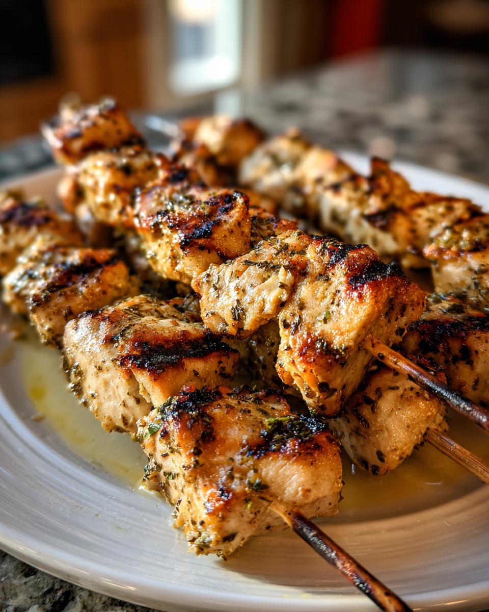 Close-up of grilled chicken skewers, perfect for Spring and Summer Recipes.