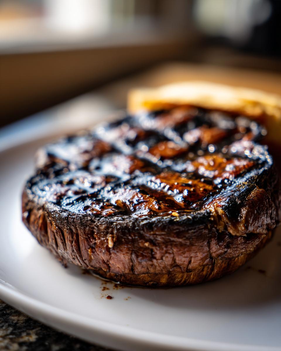 Close-up of a perfectly grilled Portobello Mushroom, ready for a delicious Grilled Portobello Mushroom Burger.