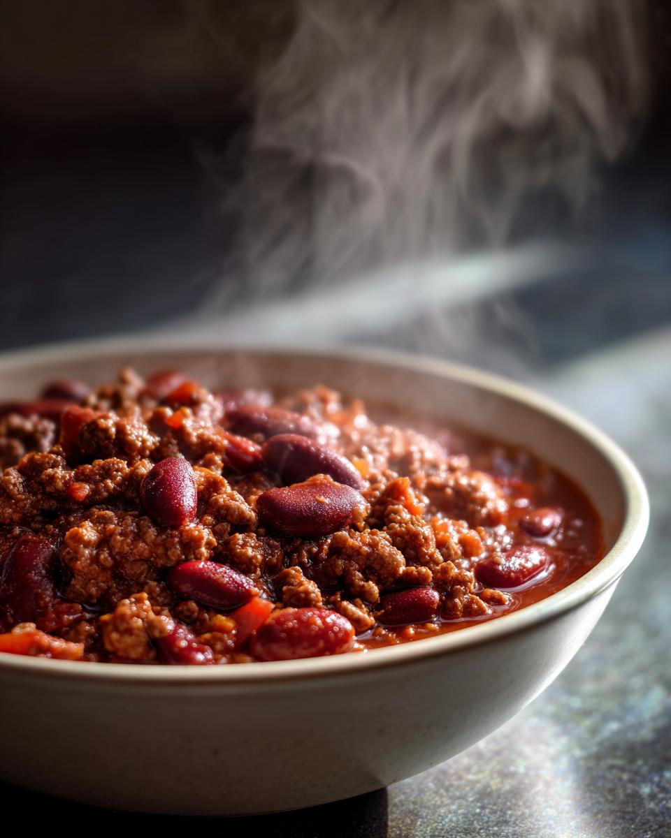 A steaming bowl of chili, a perfect example of One-Pot & Slow Cooker Wonders.