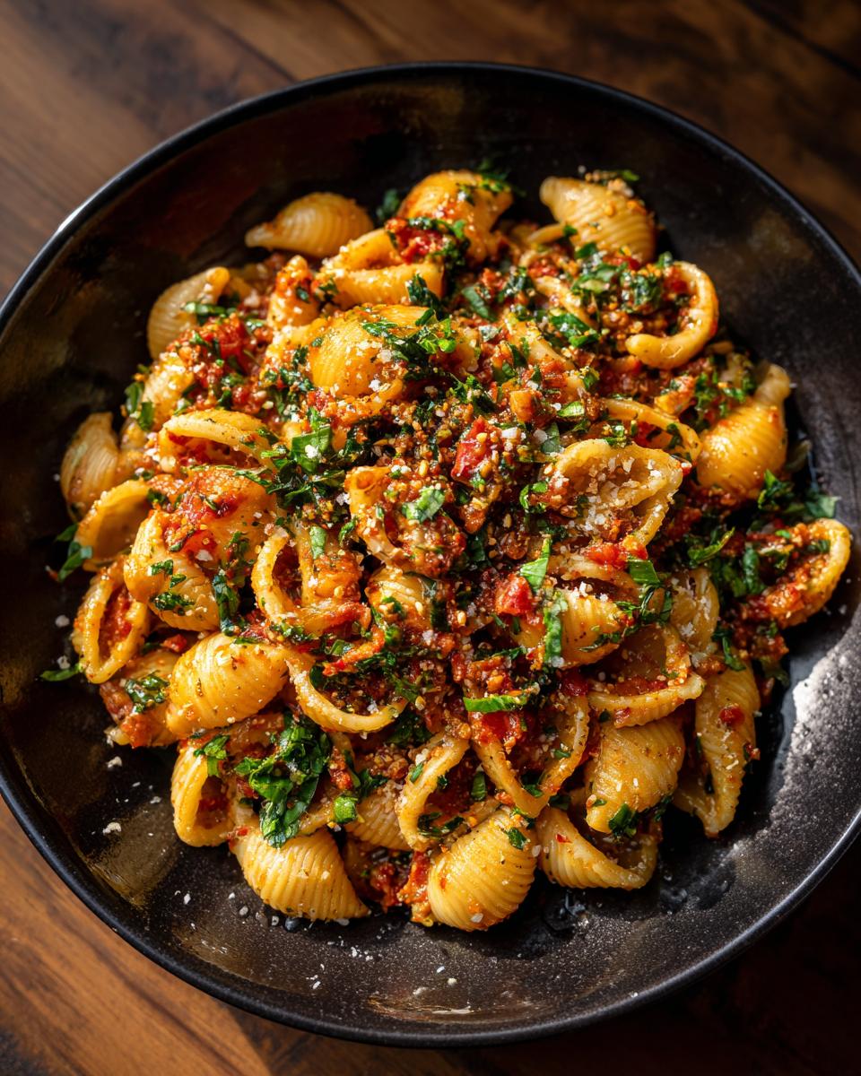Close-up of a pasta salad in a black bowl. Learn how do you make pasta salad with this recipe.
