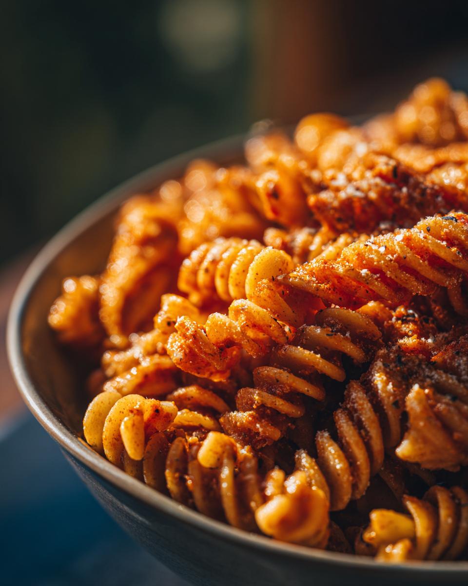 Close-up of a bowl filled with pasta salad classic, showing the pasta and sauce.