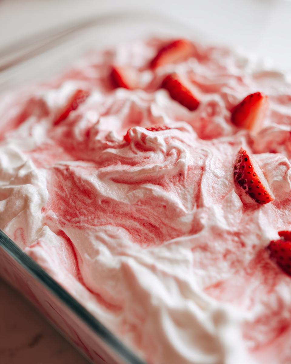 Close-up of a delicious Strawberry Fool dessert, featuring whipped cream and fresh strawberries.