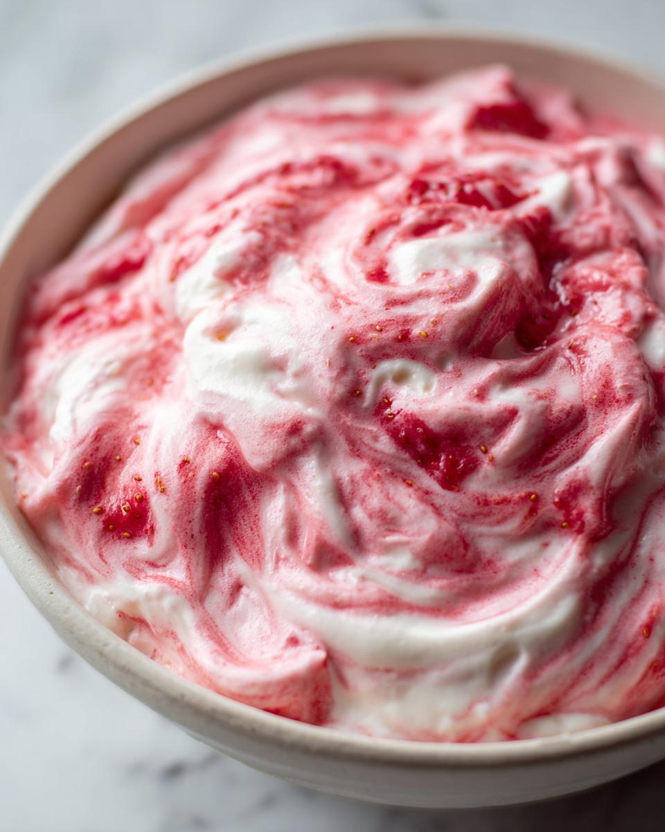 Close-up of a bowl filled with creamy strawberry fool, a delicious spring dessert.