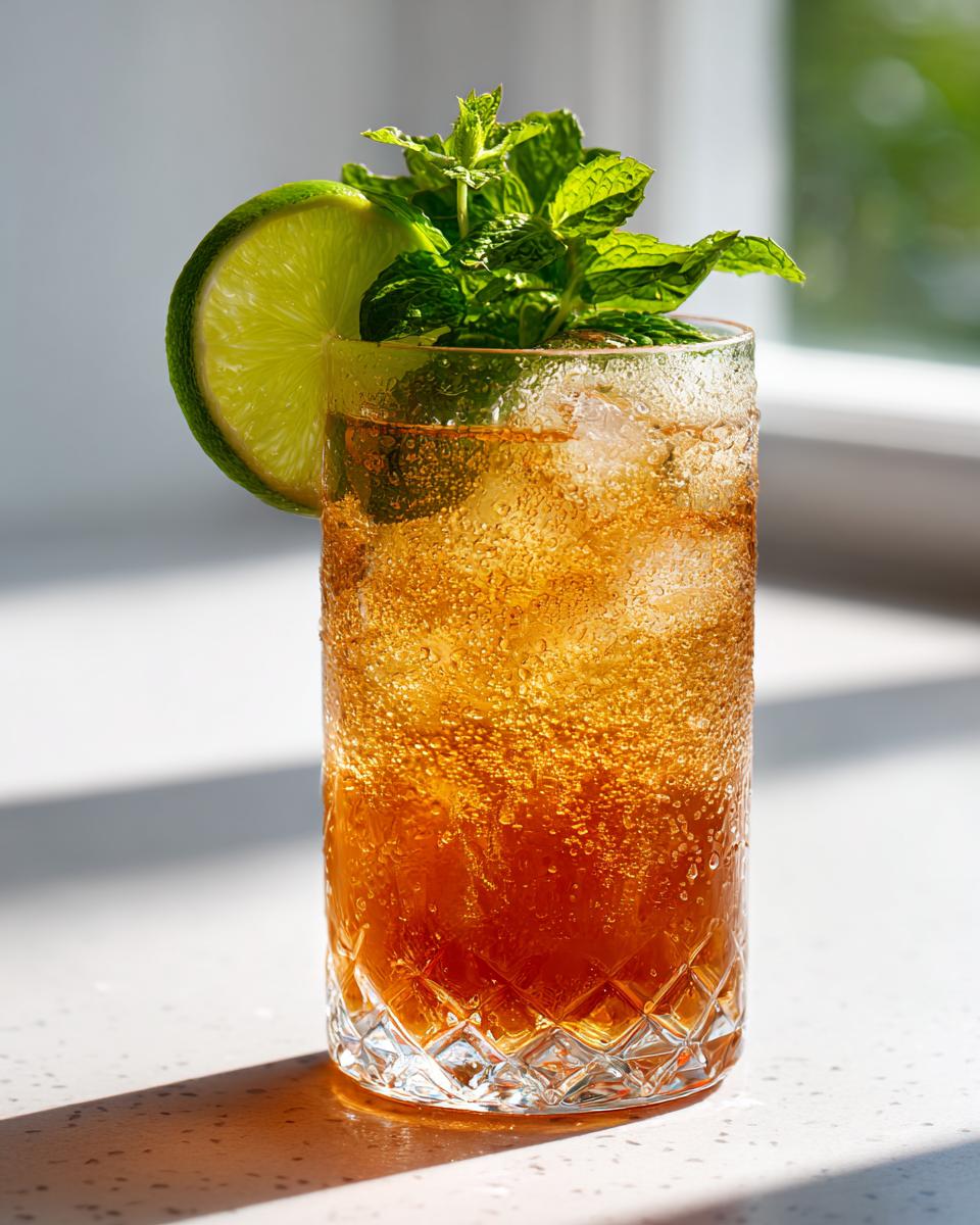 Close-up of a refreshing summer cocktail with ice, lime, and mint, perfect for 16 Ultimate Summer Cocktail Recipes.