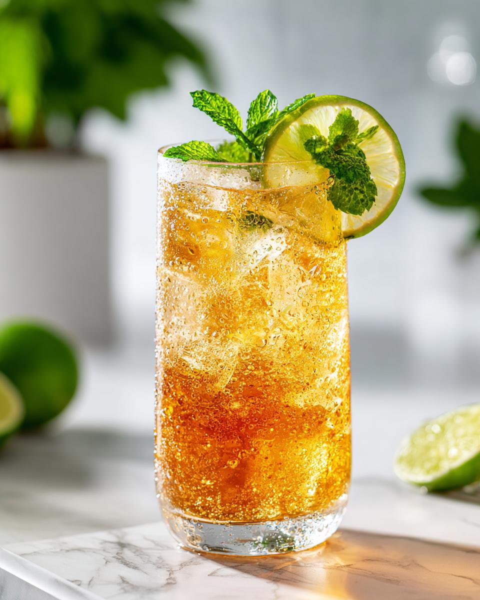 A tall glass of a refreshing summer cocktail, garnished with mint and lime, perfect for 16 Ultimate Summer Cocktail Recipes.