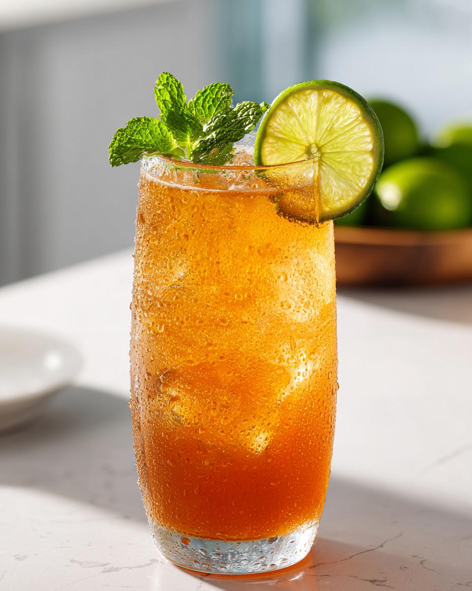 Tall glass of a refreshing summer cocktail, garnished with mint and a lime slice. Perfect for 16 Ultimate Summer Cocktail Recipes.