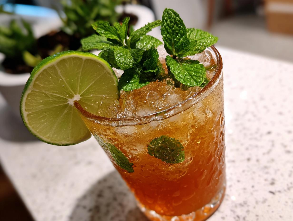 Close-up of a refreshing summer cocktail with mint, lime, and ice, perfect for 16 Ultimate Summer Cocktail Recipes.