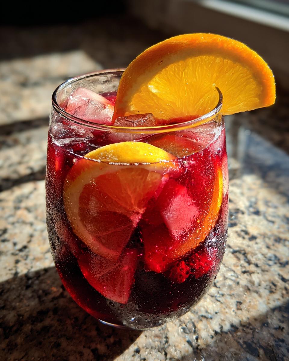 Close-up of a glass of refreshing summer sangria with orange and lemon slices, perfect for a summer sip.