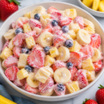 Creamy Strawberry Banana Fruit Salad with Pineapple