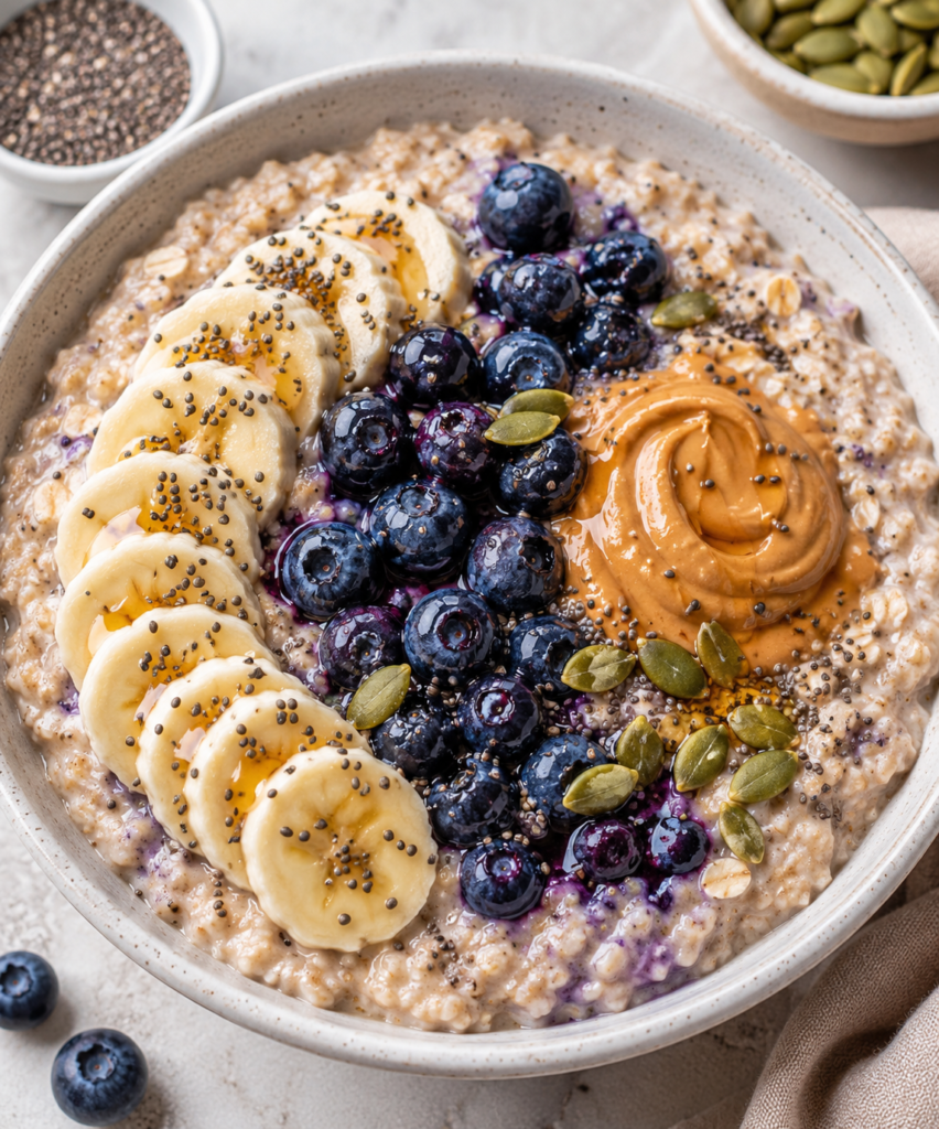 Creamy Blueberry Banana Oatmeal Bowl